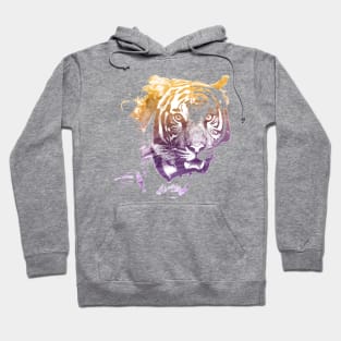 Tiger Superimposed Watercolor Hoodie